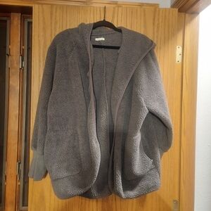 Fluffy jacket Bear coat gray Maurices plus size 0/1 soft warm Fuzzy
